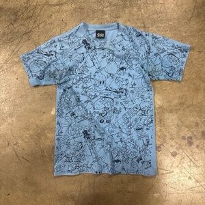 Cartoon Network T-Shirt Mens Size Small Blue Black Character Print Y2K Doodle